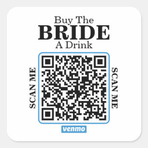 Sticker Carré Venmo Code QR Offrez un verre à la mariée Enterrem
