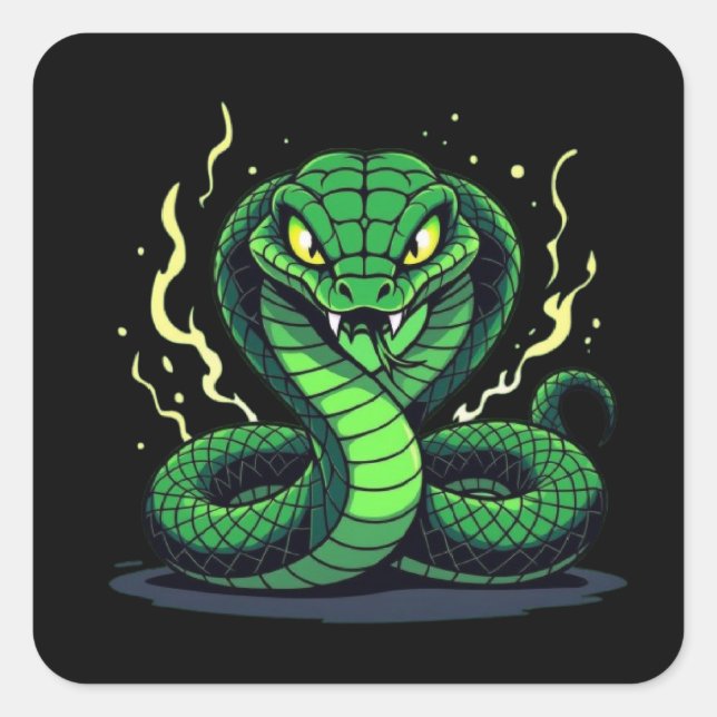 Sticker Carré Venomous Snake – Danger and Precision (Devant)