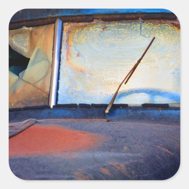 Sticker Carré Vent d'un vieux camion rouillé (Devant)