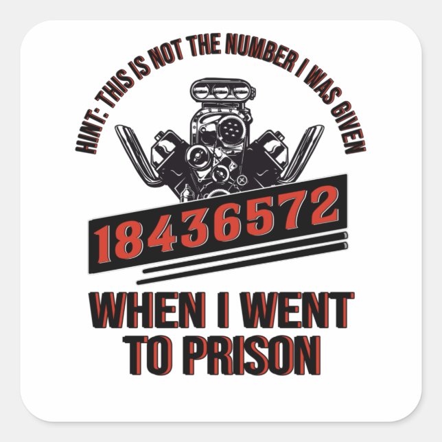 Sticker Carré Ventilateur de moteur V8 Piston 8 Cylindre Mécaniq (Devant)