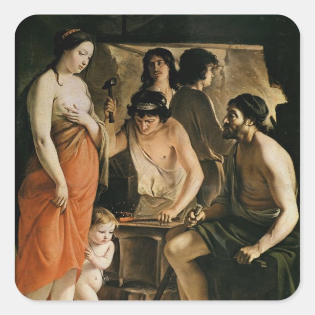 Sticker Carré Vénus dans la Forge de Vulcan, 1641 (Devant)