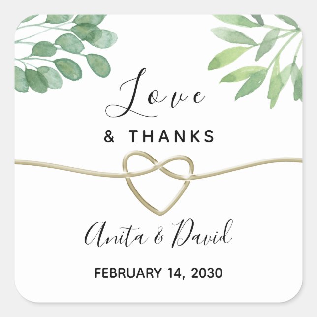 Sticker Carré Verdure et mariage d'or Faveur (Devant)