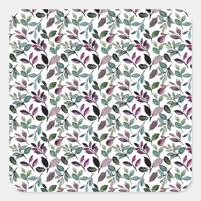 Sticker Carré Verdure florale Aquarelle Occasion Motif (Devant)