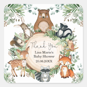 Sticker Carré Verdure rustique Bois Bébé Animaux Favoriser