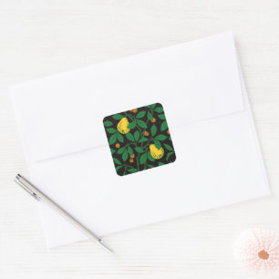 Sticker Carré Verdure vintage Arbre à fruits naturels