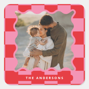 Sticker Carré Vérification de bord ondulé moderne photo minimale