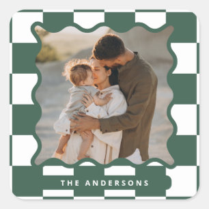 Sticker Carré Vérification de bord ondulé moderne photo minimale