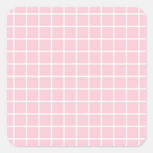 Sticker Carré Vérification Minimaliste Grille Bébé Rose Et Blanc