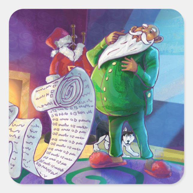 Sticker Carré Vérifier deux fois Père Noël (Devant)