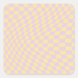 Sticker Carré Vérifier Lilac Jaune Checkerboard À damiers Motif