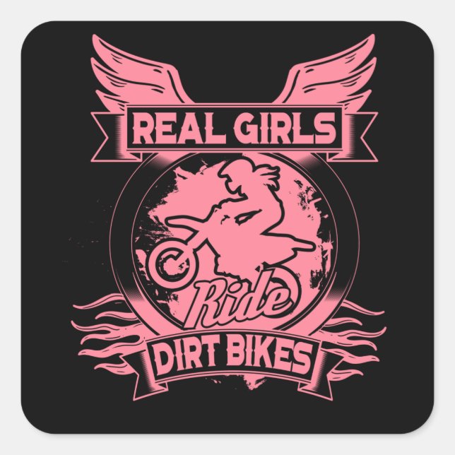 Sticker Carré Véritables Filles Ride Dirt Vélos Pour Femmes Moto (Devant)