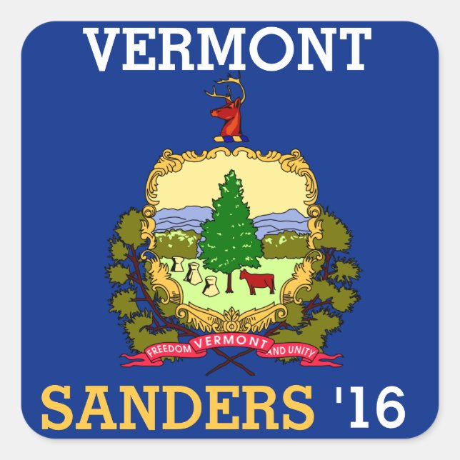 Sticker Carré Vermont pour Bernie Sander à la présidence 2016 (Devant)