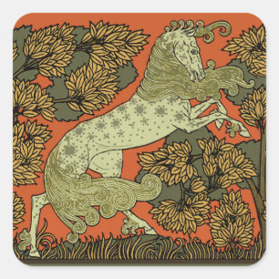 Sticker Carré Verneuil Art Nouveau Cheval : Équestre Vintage