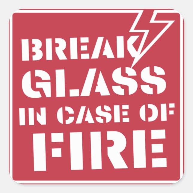 Sticker Carré Verre de rupture en Coque de feu (Devant)