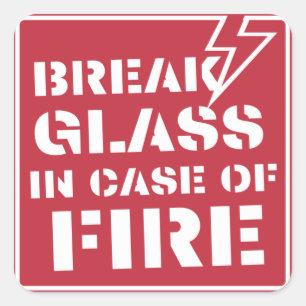 Sticker Carré Verre de rupture en Coque de feu