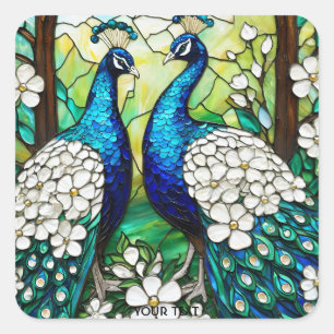 Sticker Carré Verre Peacock Cute Imaginaire