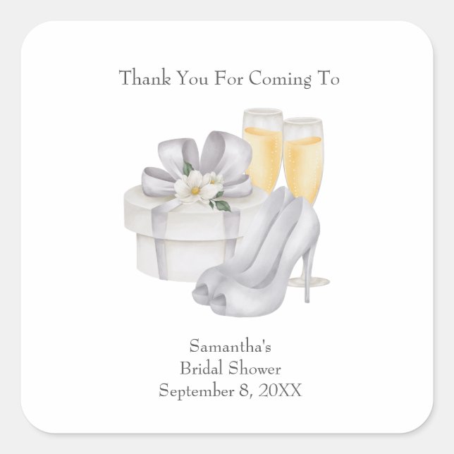 Sticker Carré Verres à Champagne Chaussures de Mariée Faveur de  (Devant)