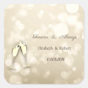Sticker Carré Verres à vin Elegant Bokeh Mariage