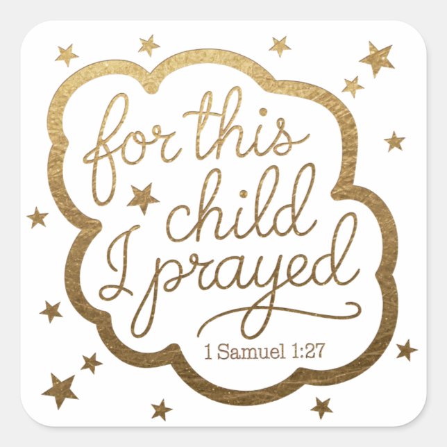 Sticker Carré verset biblique de 1 Samuel 1:27 (Devant)