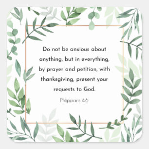 Sticker Carré verset biblique, Philippiens 4:6