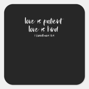 Sticker Carré Verset de la Bible chrétienne L'amour est patient 