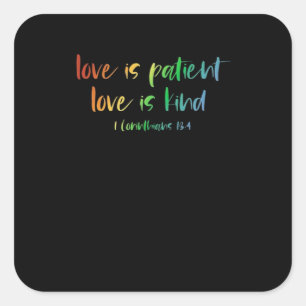 Sticker Carré Verset de la Bible chrétienne L'amour est patient 