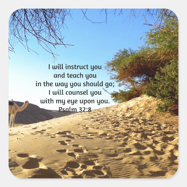 Sticker Carré Versets bibliques Citation Inspirationnelle Psaume (Devant)