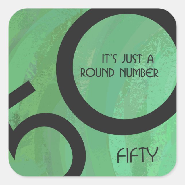 Sticker Carré Vert 50 Décennie Anniversaire (Devant)