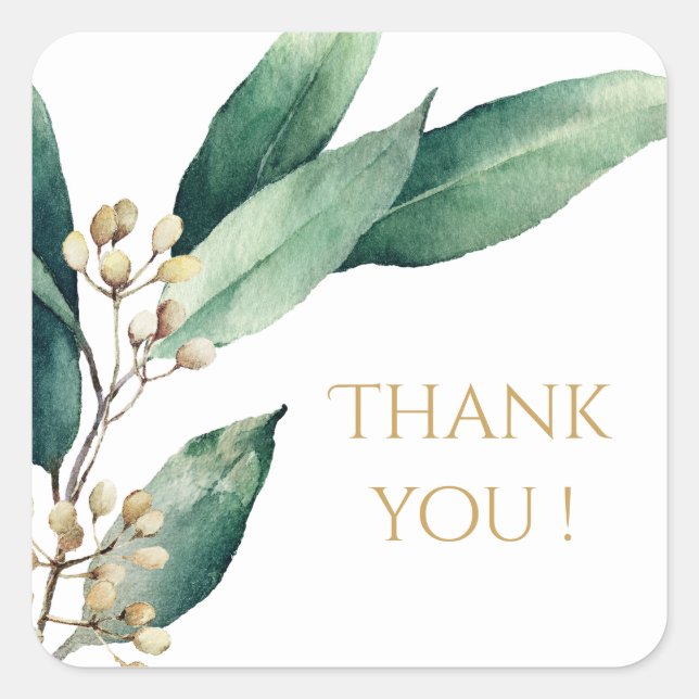 Sticker Carré Vert botanique moderne accueil de mariage rustique (Devant)