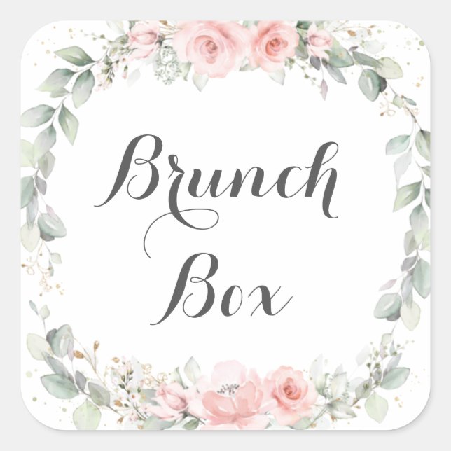 Sticker Carré Vert floral rose doux Merci de couronne de fer Fav (Devant)