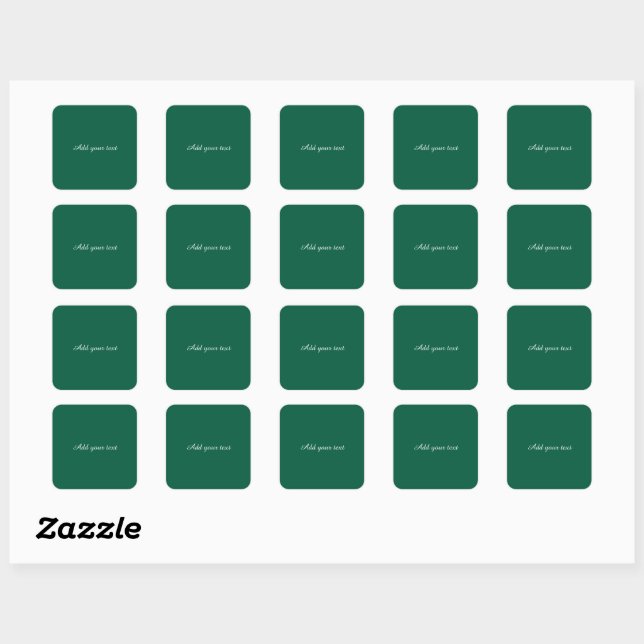 Sticker Carré Vert foncé avec texte blanc, (Feuille)