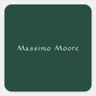 Sticker Carré Vert foncé Élégant Casual Propre Nom Écriture manu
