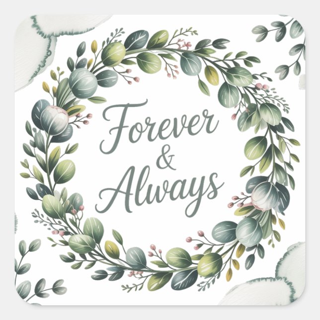 Sticker Carré Vert Menthe et Vert Sauge Eucalyptus (Devant)