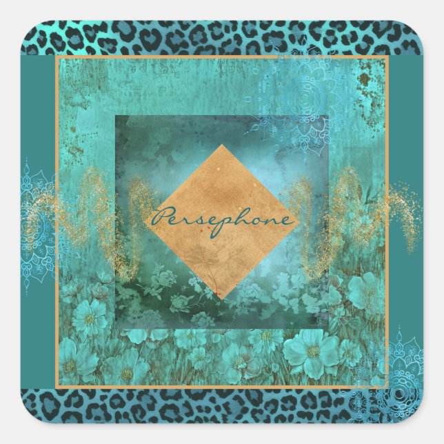 Sticker Carré Vert verdien gras couleur aqua (Devant)