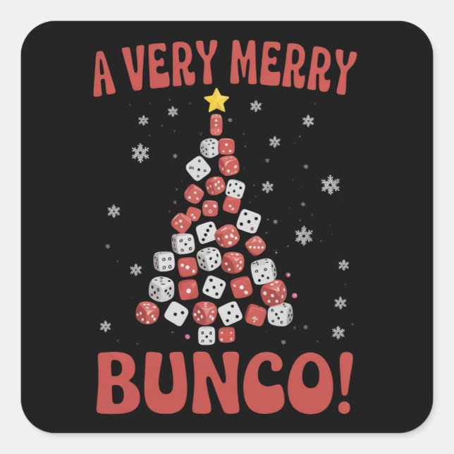 Sticker Carré Very Merry Bunco Christmas Tree Dice Game Night (Devant)