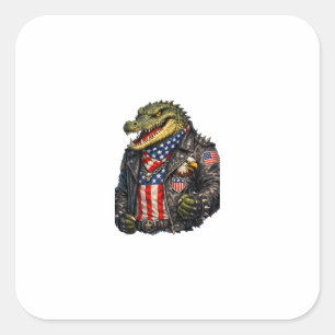 Sticker Carré Veste en cuir de motard alligator patriotique féro