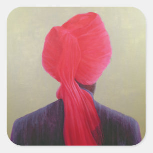 Sticker Carré Veste rouge violet Turban