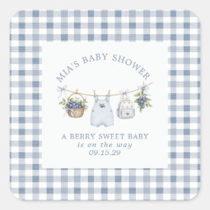 Sticker Carré Vêtements de bébé Berry Sweet pour Baby Shower