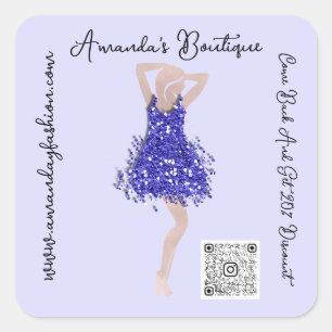 Sticker Carré Vêtements de Magasin de Luxe Code Qr Logo Rose Ble