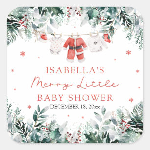 Sticker Carré Vêtements de Noël pour Bébé Joyeuse Petite Fête Pr
