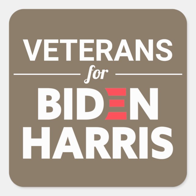 Sticker Carré Vétérans de Biden Harris Texte personnalisé Tan Br (Devant)