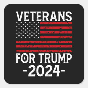 Sticker Carré Vétérans pour Trump 2024 Pro Trump