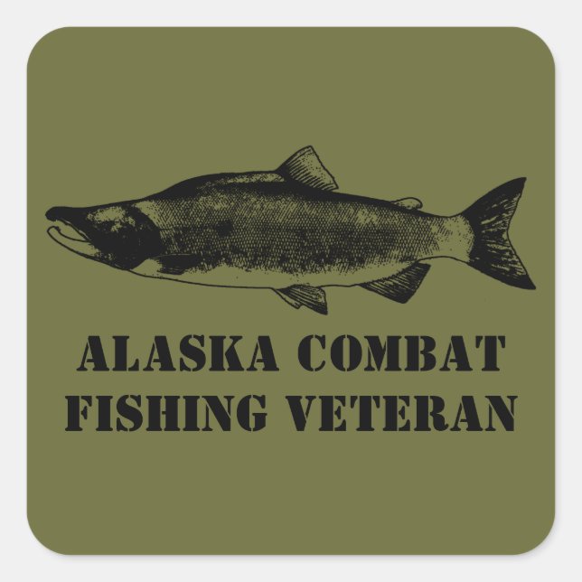 Sticker Carré Vétérinaire de la pêche de combat de l'Alaska (Devant)