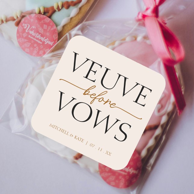 Sticker Carré Veuve Before Vows Tan Brown Bridal Shower (Veuve Before Vows Tan Brown Bridal Shower Square Sticker
)