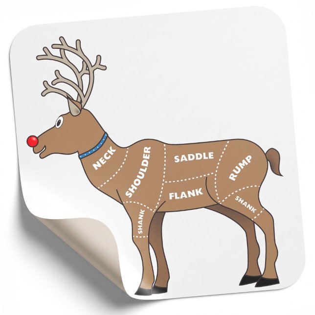 Sticker Carré Viande de renne pour Noël (Créateur téléchargé)