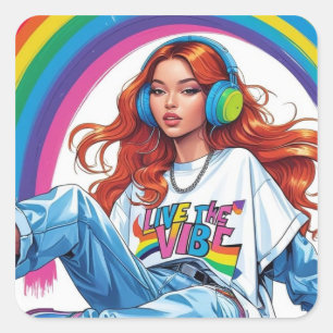Sticker Carré Vibe Girl