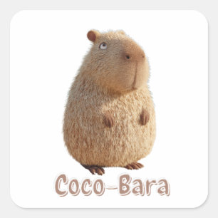 Sticker Carré Vibes Coco-Bara. Coeur Capybara : Couture de coco