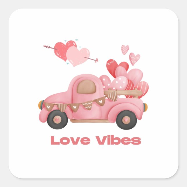 Sticker Carré Vibes d'amour, Saint-Valentin 2023 (Devant)