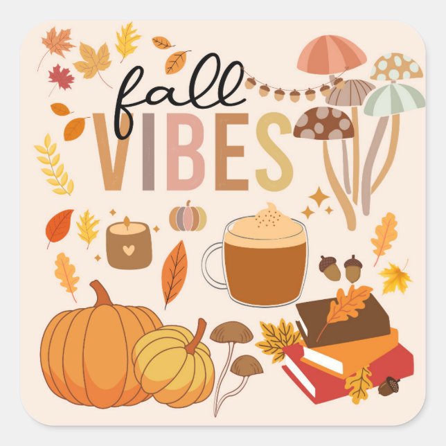 Sticker Carré Vibes d'automne (Devant)