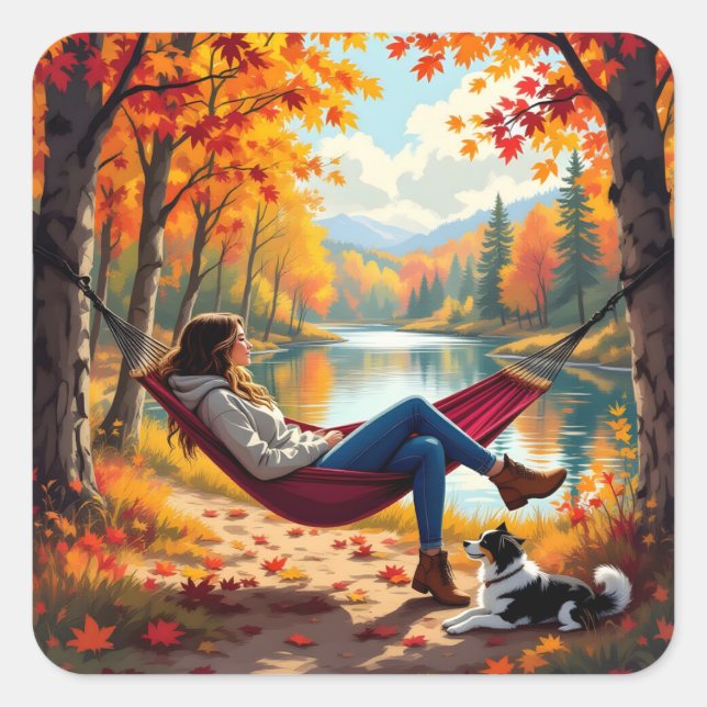 Sticker Carré Vibes d'automne et Bénédictions d'automne (Devant)